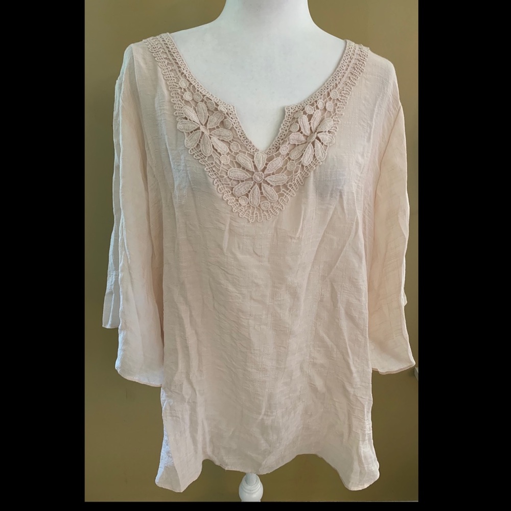 Floral Crocheted Peasant Blouse